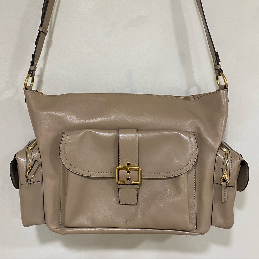 Chloé Camera Leather Large Shoulder Crossbody Bag Brown Beige NWOT See Descriptn